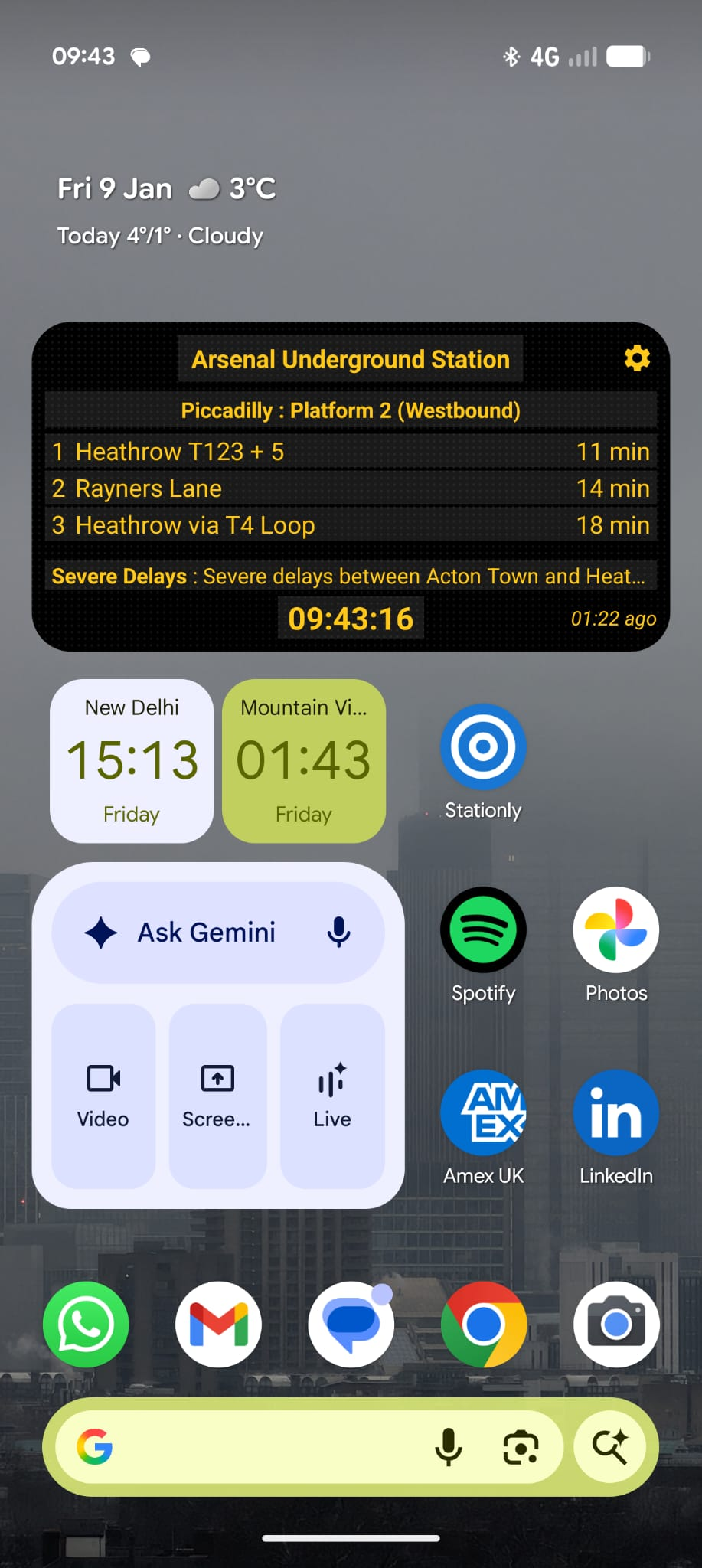 Stationly widget on Android home screen